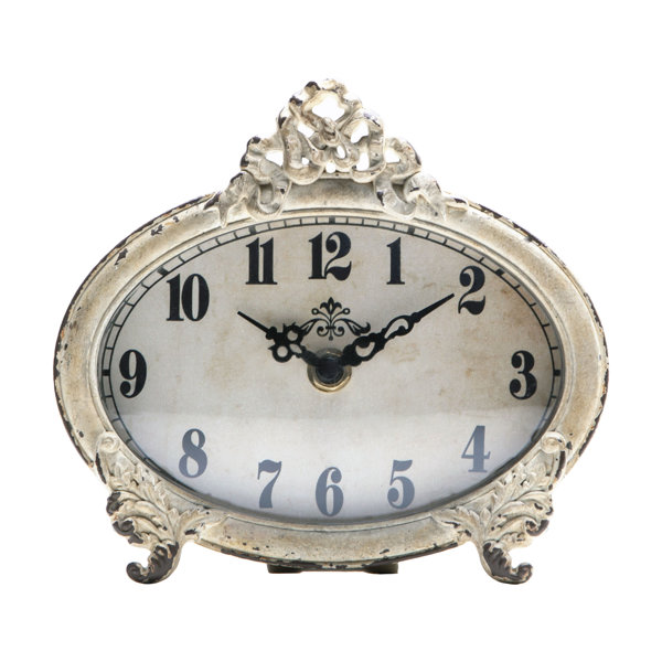 Ophelia & Co. Mantel & Tabletop Clock Analog Quartz Tabletop Clock in Distressed White & Reviews